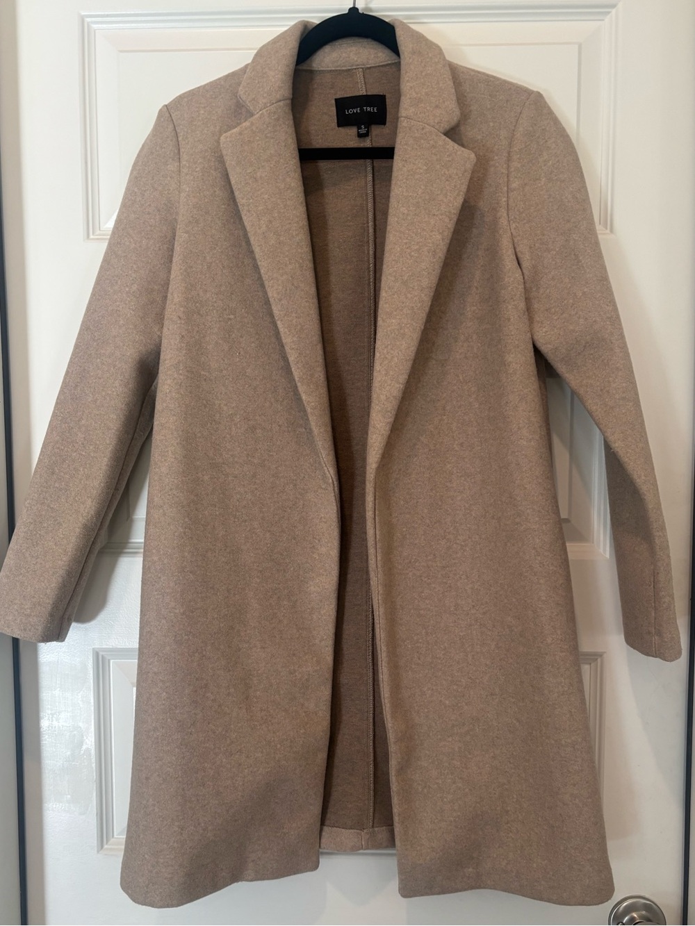 Love Tree Beige Open Front Coat